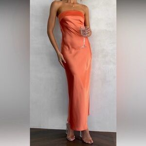 Orange Midi Satin dress